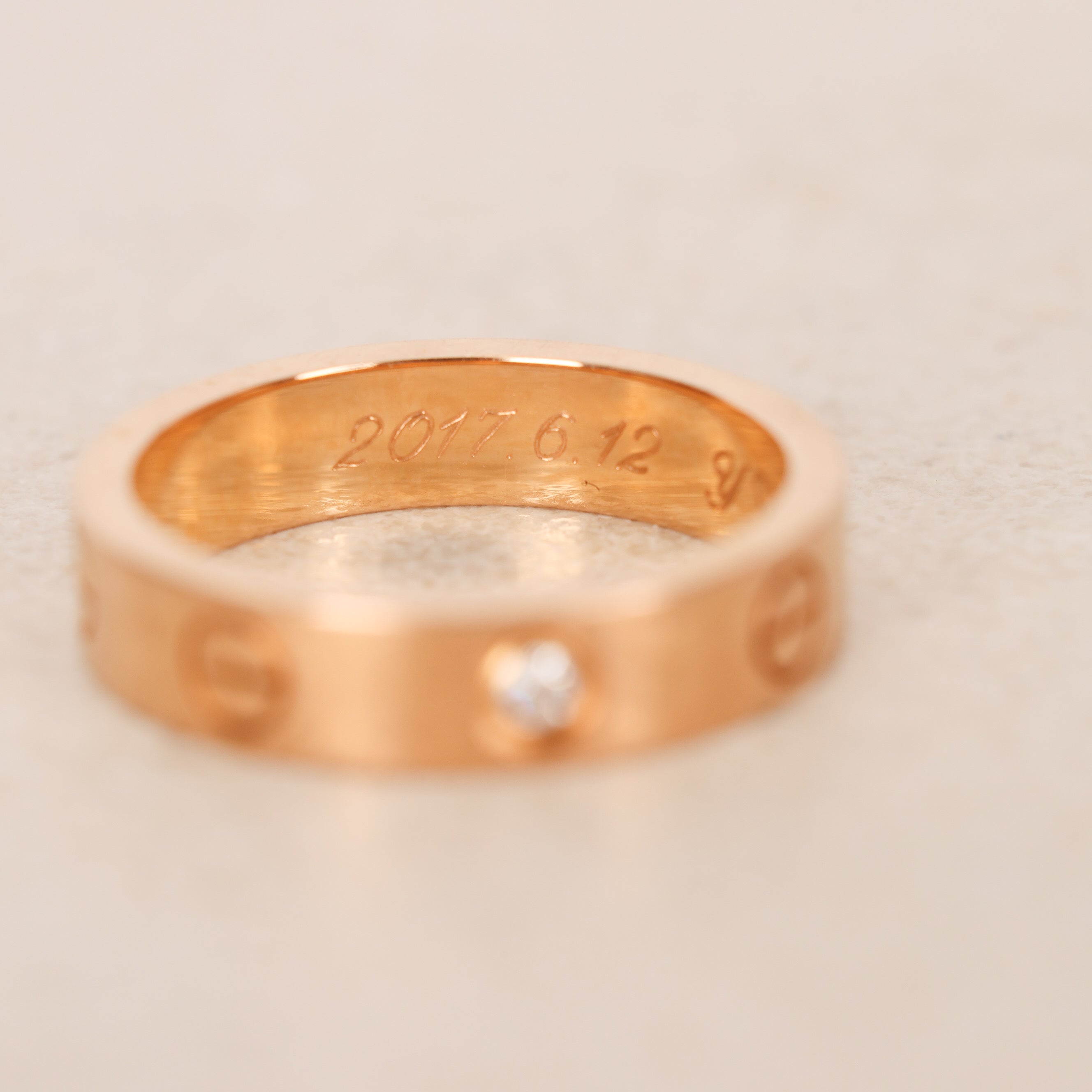 Cartier 18K Rose Gold Diamond Mini Love Ring, Size US 4.5