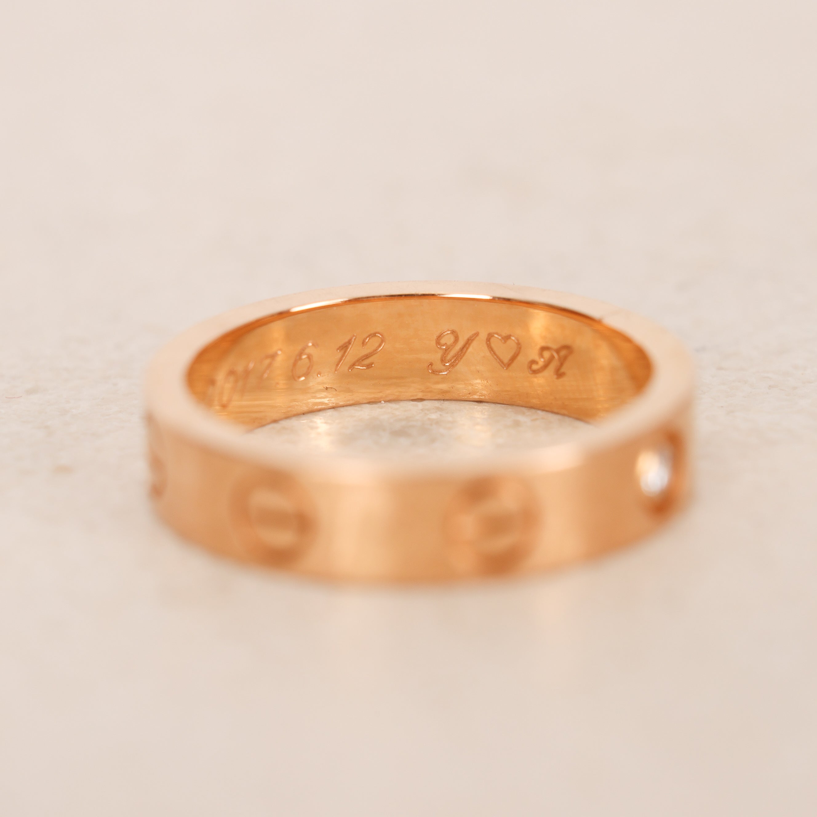 Cartier 18K Rose Gold Diamond Mini Love Ring, Size US 4.5