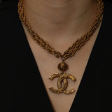 Chanel 70s-80s Interlocking CC Pendant Double Chain Choker