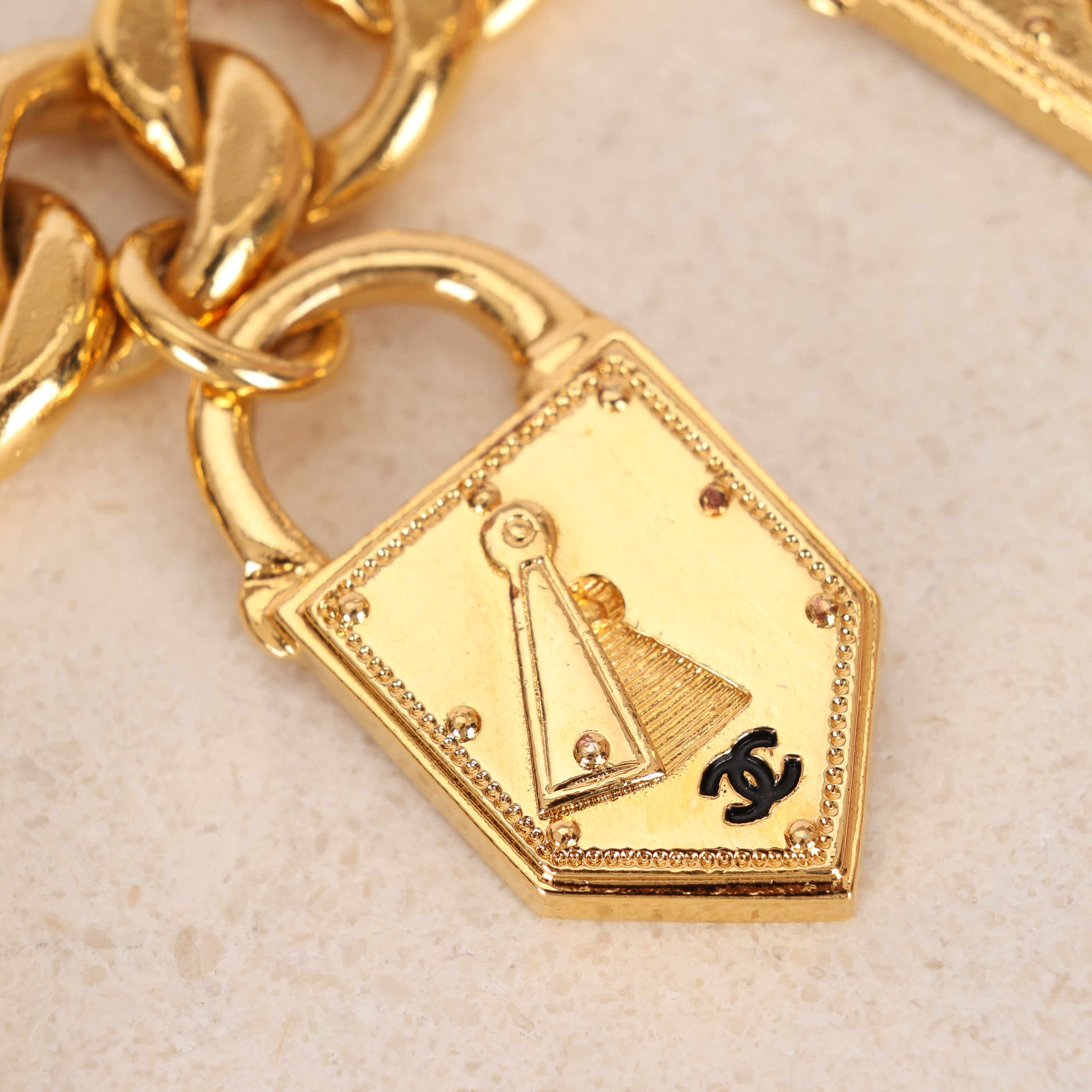 Chanel 1980s-1990s Padlock Charm Chain Belt 24K GP