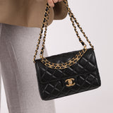 Chanel 2025 Caviar Chain Top Handle Turnlock Mini Flap