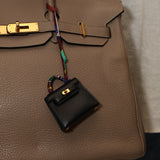 Hermès 2022 Noir Tadelakt Micro Kelly Twilly GHW