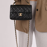 Chanel 2025 Caviar Chain Top Handle Turnlock Mini Flap