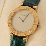 Tiffany & Co 18K Yellow Gold and Crocodile Atlas Watch 24mm