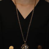 Dior XL Logo Crystal Charms Pendant Necklace
