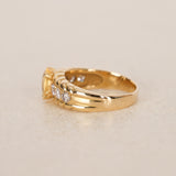 Vintage 1980s-1990s 18K Yellow Gold Yellow Sapphire and Diamond Cocktail Ring, Size US 5.5
