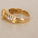 Vintage 1980s-1990s 18K Yellow Gold Yellow Sapphire and Diamond Cocktail Ring, Size US 5.5