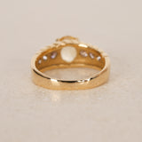 Vintage 1980s-1990s 18K Yellow Gold Yellow Sapphire and Diamond Cocktail Ring, Size US 5.5