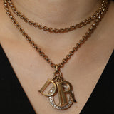 Dior XL Logo Crystal Charms Pendant Necklace