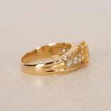 Vintage 1980s-1990s 18K Yellow Gold Yellow Sapphire and Diamond Cocktail Ring, Size US 5.5