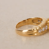 Vintage 1980s-1990s 18K Yellow Gold Yellow Sapphire and Diamond Cocktail Ring, Size US 5.5