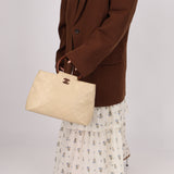 Chanel 2000 Cream Caviar Wood Acrylic Tote