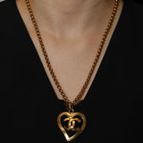 Chanel 1994 CC Logo Heart Pendant Necklace