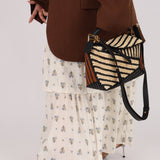 Loewe Raffia Woven and Calfskin Small Puzzle Edge
