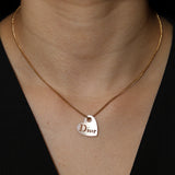 Dior Mother of Pearl Heart Logo Cutout Pendant Choker