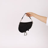Dior 2019 Black Satin Crystal Mini Saddle Bag