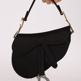 Dior 2019 Black Satin Crystal Mini Saddle Bag