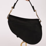 Dior 2019 Black Satin Crystal Mini Saddle Bag