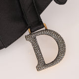 Dior 2019 Black Satin Crystal Mini Saddle Bag