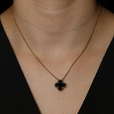 Van Cleef & Arpels 18K YG Onyx Alhambra Pendant Choker
