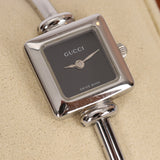 Gucci 1900L Square Stainless Steel Onyx Face Watch 22mm