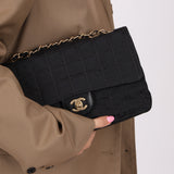 Chanel 2003 Nylon Chocolate Bar Medium Single Flap GHW