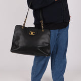 Rare Chanel 1996 Caviar Double-Sided Supermodel Tote
