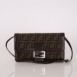 Rare Fendi Zucca Leather-Trimmed Baguette
