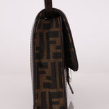 Rare Fendi Zucca Leather-Trimmed Baguette