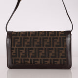 Rare Fendi Zucca Leather-Trimmed Baguette