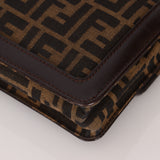 Rare Fendi Zucca Leather-Trimmed Baguette