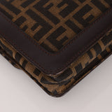 Rare Fendi Zucca Leather-Trimmed Baguette