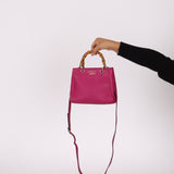 Gucci Calfskin Bamboo Bright Bougainville Mini Shopper Tote