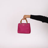Gucci Calfskin Bamboo Bright Bougainville Mini Shopper Tote