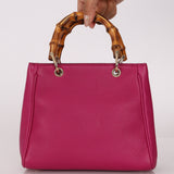 Gucci Calfskin Bamboo Bright Bougainville Mini Shopper Tote