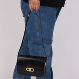 Vintage Celine Triomphe Box Calf Shoulder Bag