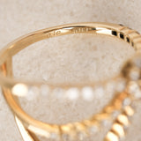 18K Yellow Gold Diamond Crossover Halo Ring, Size US 8