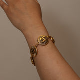 Chanel 80s CC Logo Medallions Bracelet 24k GP