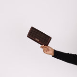 Celine Triomphe Suede & Croc Embossed Wallet