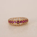 18K Yellow Gold Ruby and Diamond Dome Ring, Size US 6.75