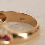 18K Yellow Gold Ruby and Diamond Dome Ring, Size US 6.75