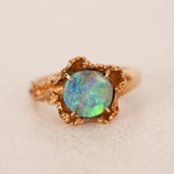 18K Yellow Gold Boulder Opal Torch Ring, Size US 6.75