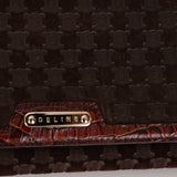 Celine Triomphe Suede & Croc Embossed Wallet