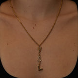 Saint Laurent Crystal Vintage Logo Pendant Necklace