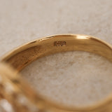 Vintage 1980s 18K Yellow Gold and Diamond Ridged Ring, Size US 6.25