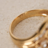 Vintage 1980s 18K Yellow Gold and Diamond Ridged Ring, Size US 6.25