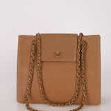 Chanel 1997 Caviar Turnlock Beige Chain Bag