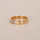 18K Yellow Gold and Diamond Geometric Ridged Ring, Size US 4.5