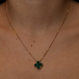 Van Cleef & Arpels 18K YG Vintage Alhambra Malachite Pendant Necklace