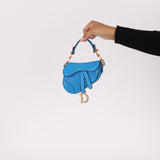 Dior 2022 Goatskin Micro Blue Saddle